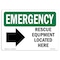 Signmission OSHA Emergency Sign, 10" H, Plastic, Rescue Equipment Located Here, Landscape, EM-P-1014-L-10351 OS-EM-P-1014-L-10351 - alternate 1